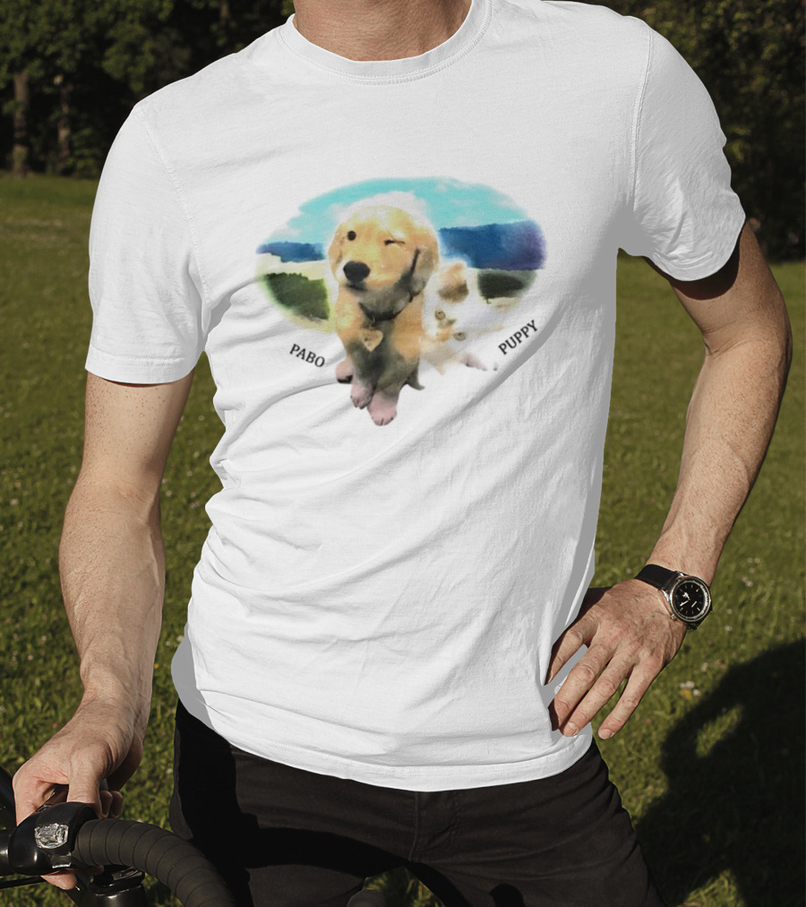 Pabo Puppy And Cat In Scenic Landscape T-Shirt