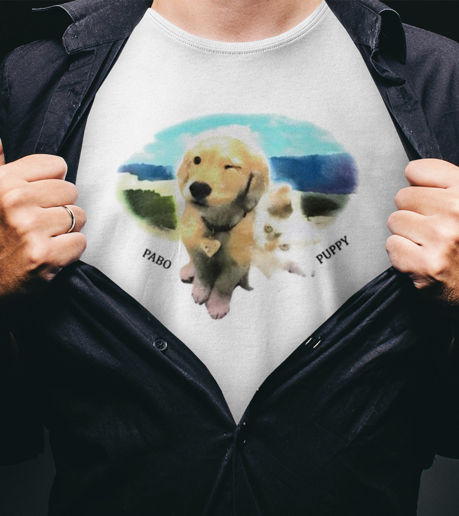 Pabo Puppy And Cat In Scenic Landscape T-Shirt