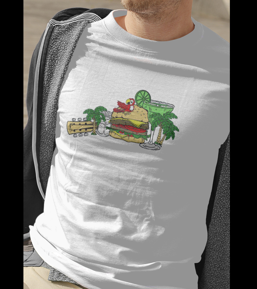 Cheeseburger Parrot Kentucky Palm Trees Margarita Guitar Elements T-Shirt