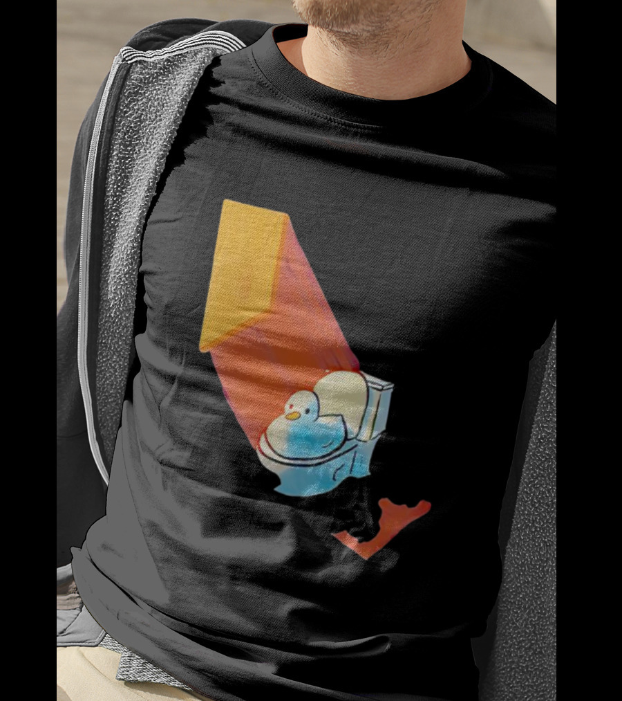 Duck Sitting In Bathroom Corner With Shadow Reflection T-Shirt