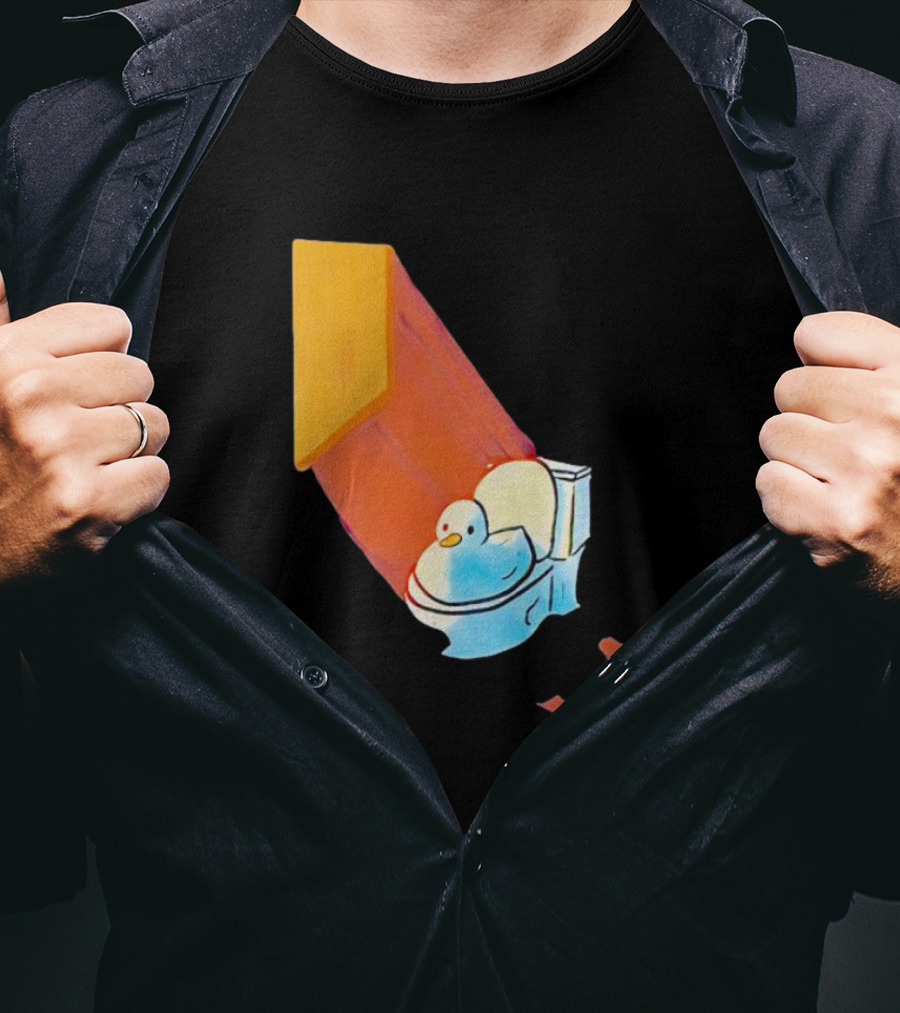 Duck Sitting In Bathroom Corner With Shadow Reflection T-Shirt
