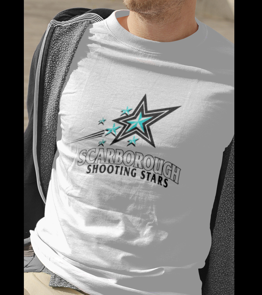 Scarborough Shooting Stars Logo With Teal And Black Starburst T-Shirt