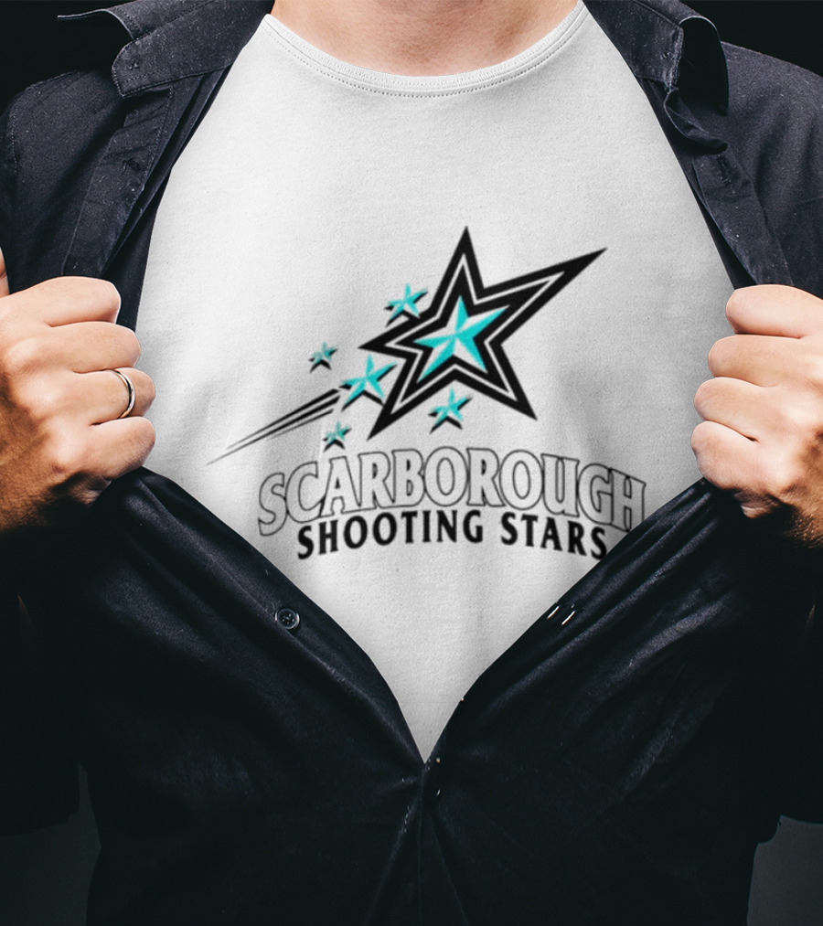 Scarborough Shooting Stars Logo With Teal And Black Starburst T-Shirt