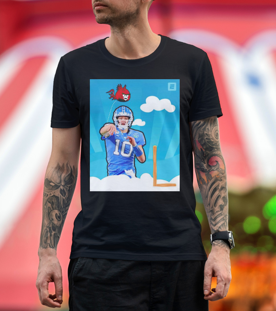 Tar Heels Drake Maye Angry Birds Quarterback Cloud Sky T-Shirt