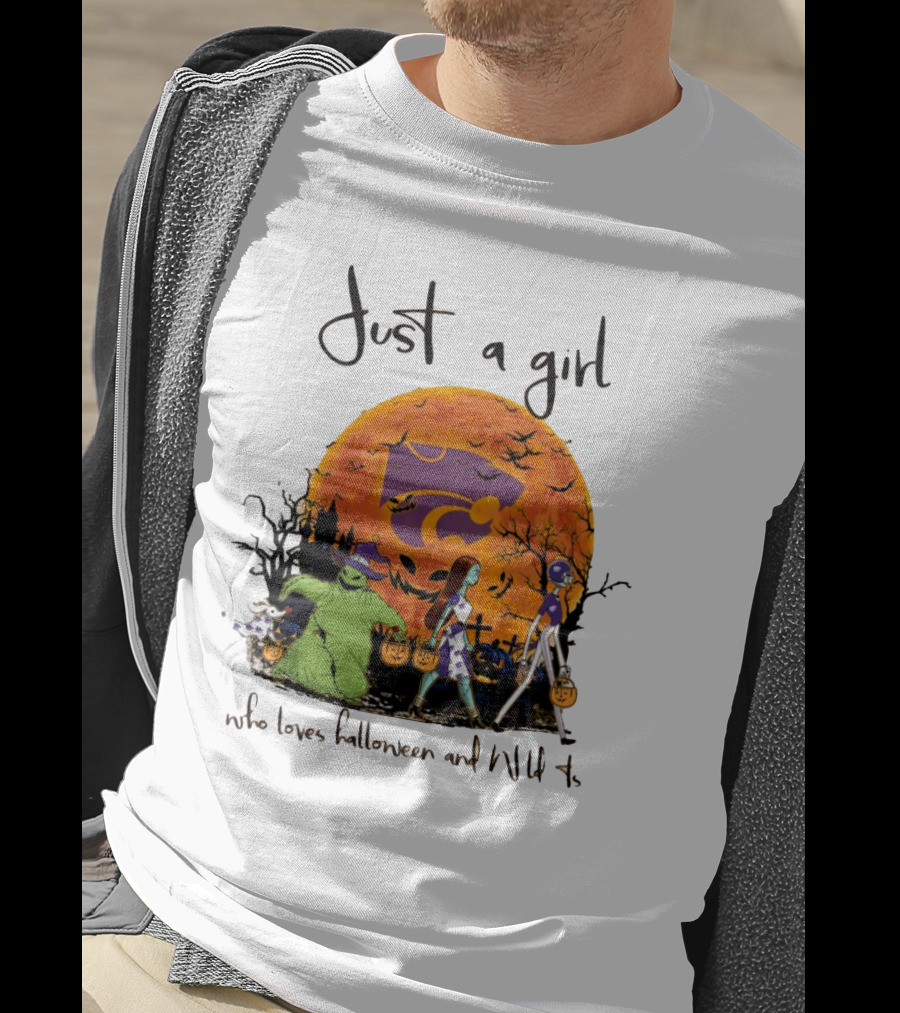 Just A Girl Who Loves Halloween And Kansas State Wildcats The Nightmare Before Christmas T-Shirt