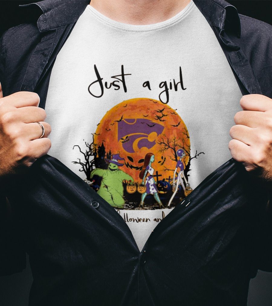 Just A Girl Who Loves Halloween And Kansas State Wildcats The Nightmare Before Christmas T-Shirt