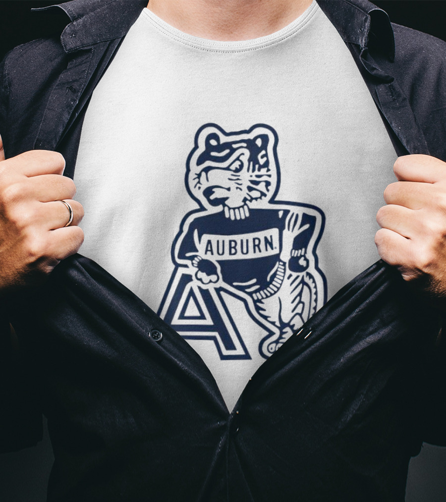 Auburn Tigers Throwback Orange Vintage Logo Tiger With A T-Shirt