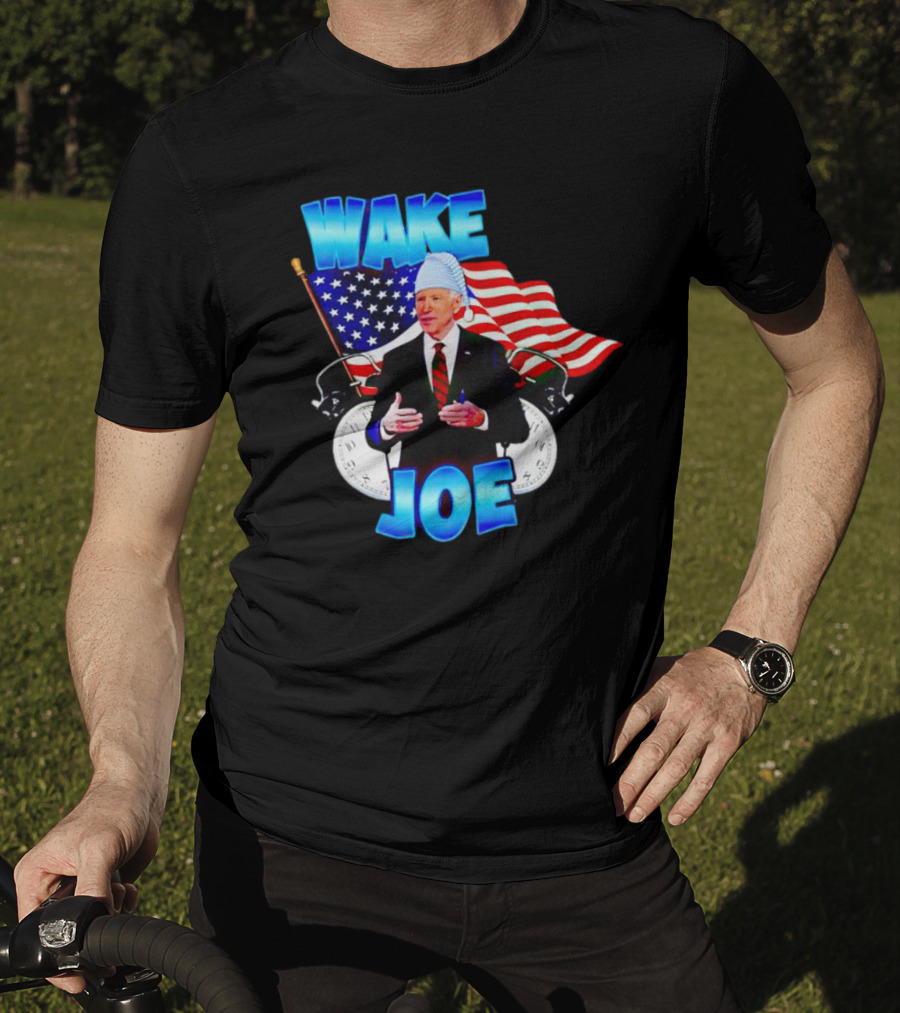 Wake Up Joe American Flag Clock Patriots T-Shirt