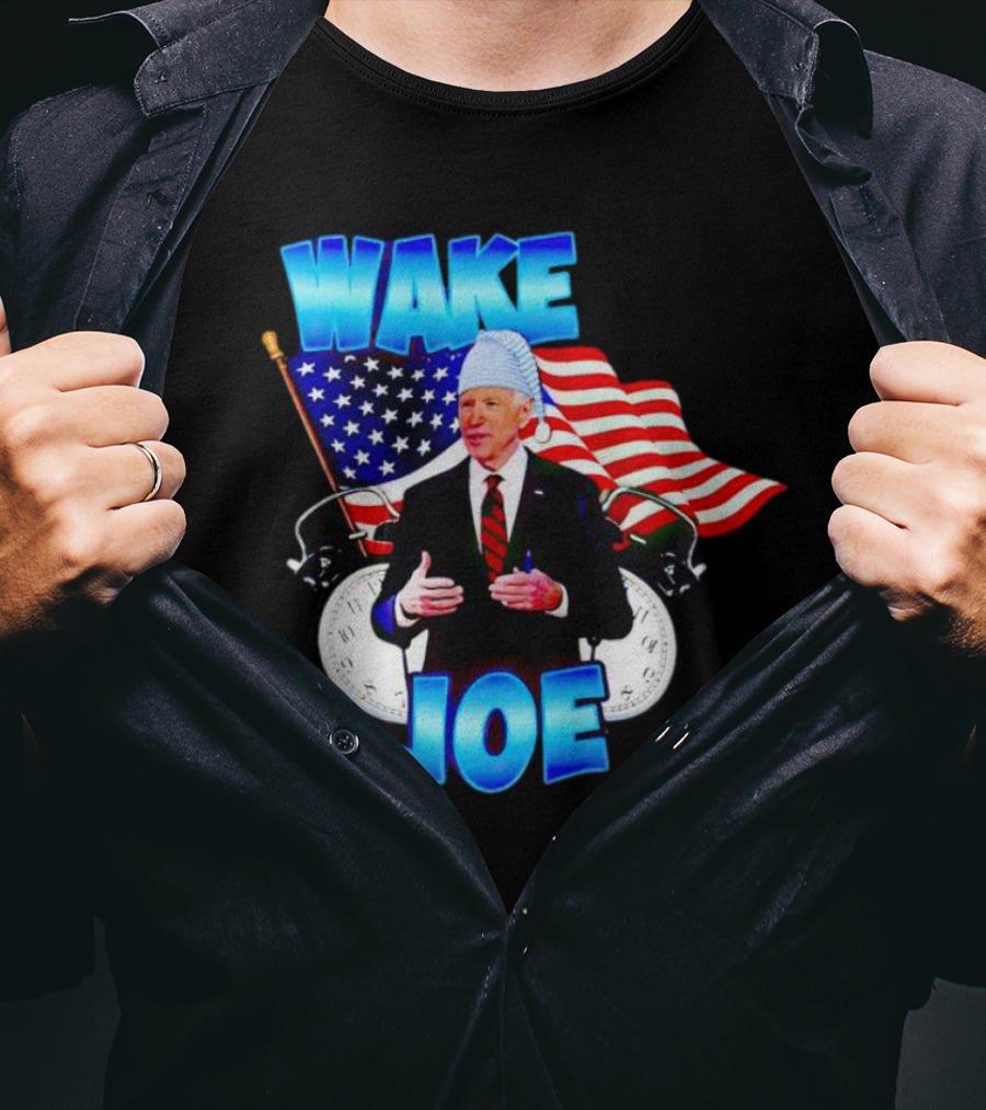 Wake Up Joe American Flag Clock Patriots T-Shirt