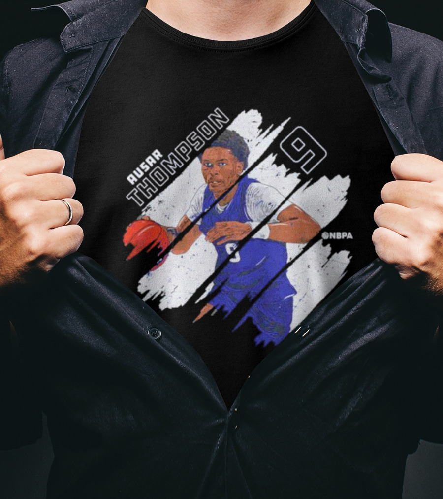 Ausar Thompson 9 Detroit Basketball Stripes NBPA T-Shirt