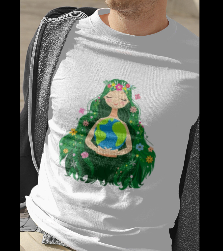 Beautiful Flowing Flower Earth Care Mother Nature Figure T-Shirt