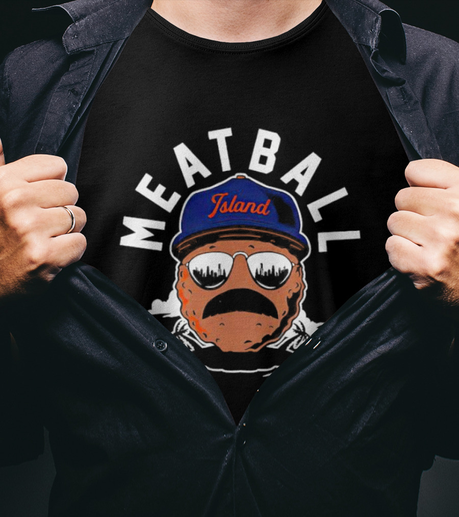 Meatball Island Chicago Skyline Mustache Hat T-Shirt