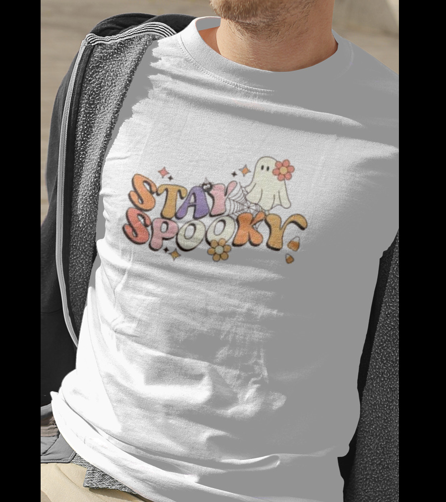 Stay Spooky Ghost With Flowers T-Shirt