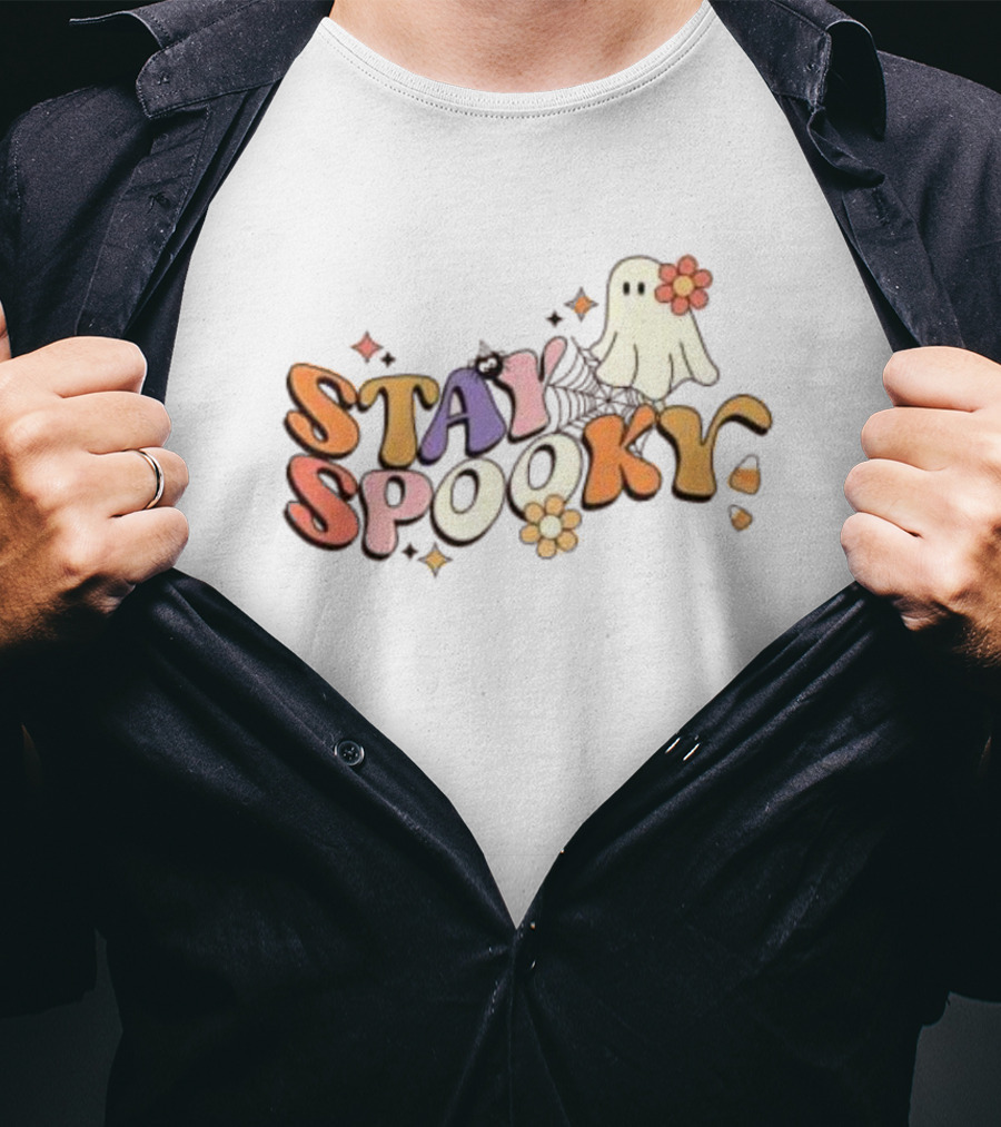 Stay Spooky Ghost With Flowers T-Shirt