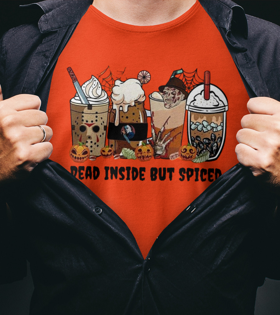 Dead Inside But Spiced Halloween Spooky Pumpkin Latte T-Shirt