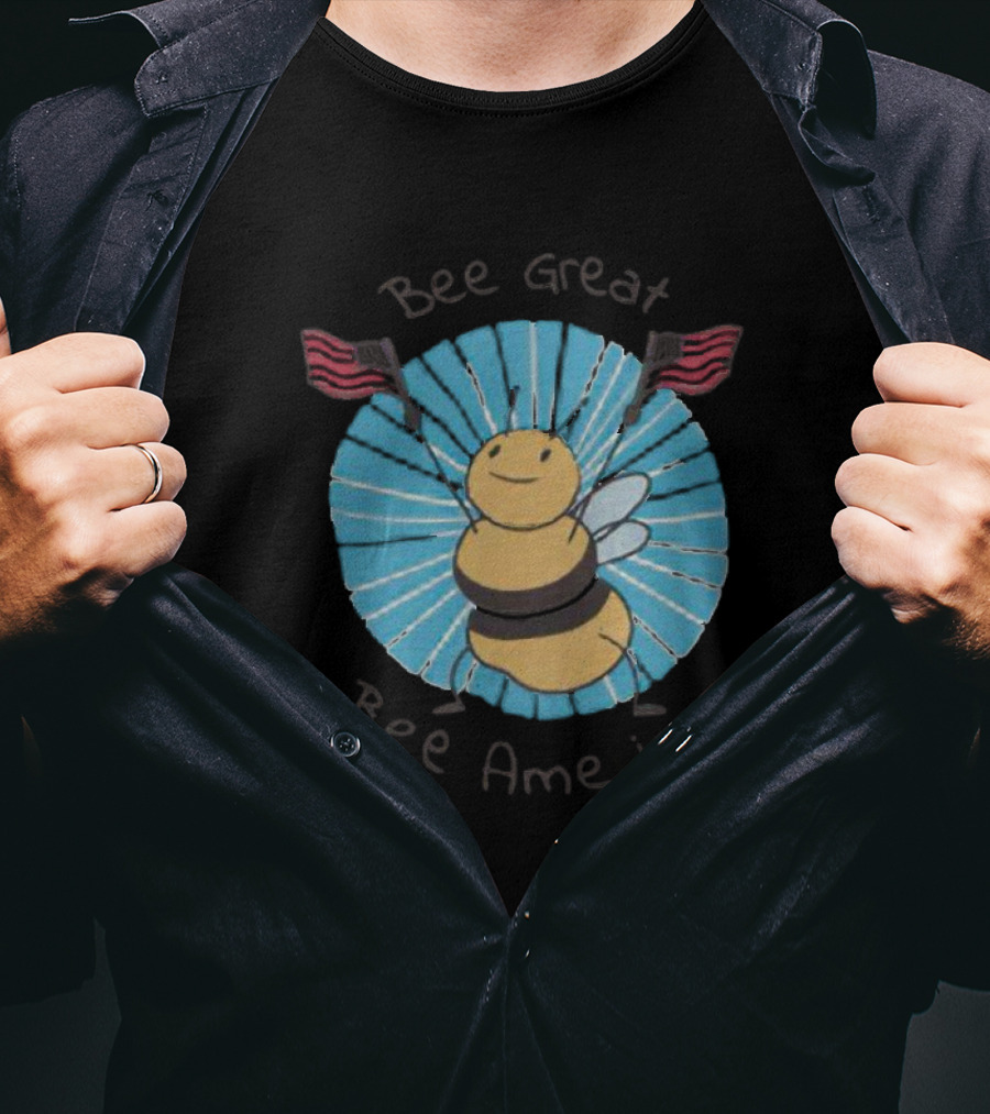 Bee Great Bee American Patriotic Bee With Flags T-Shirt