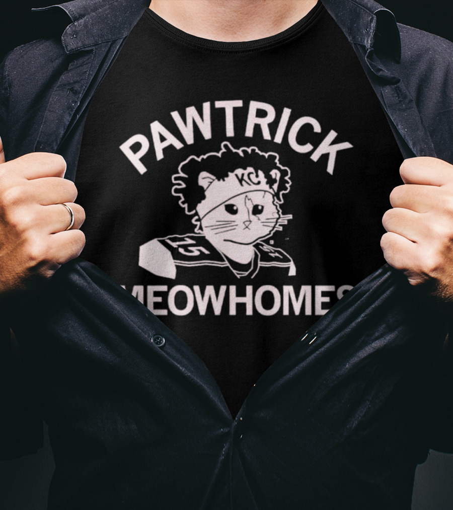 Pawtrick Meowhomes KC Cat Jersey With Headband Football T-Shirt