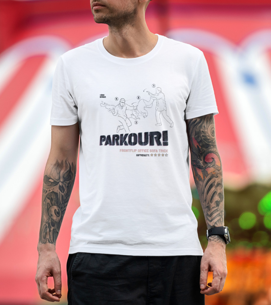 Parkour Frontflip Office Sofa Trick Bonus Difficult Five Star T-Shirt