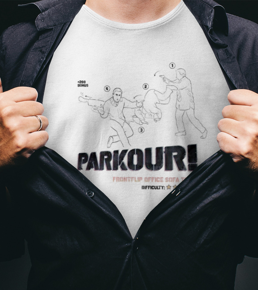 Parkour Frontflip Office Sofa Trick Bonus Difficult Five Star T-Shirt