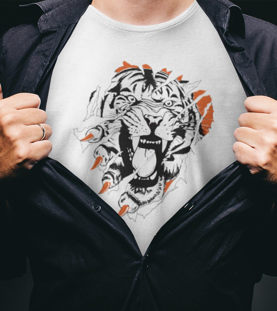 Sports Cin Roar Bengal Lion Head Roaring T-Shirt