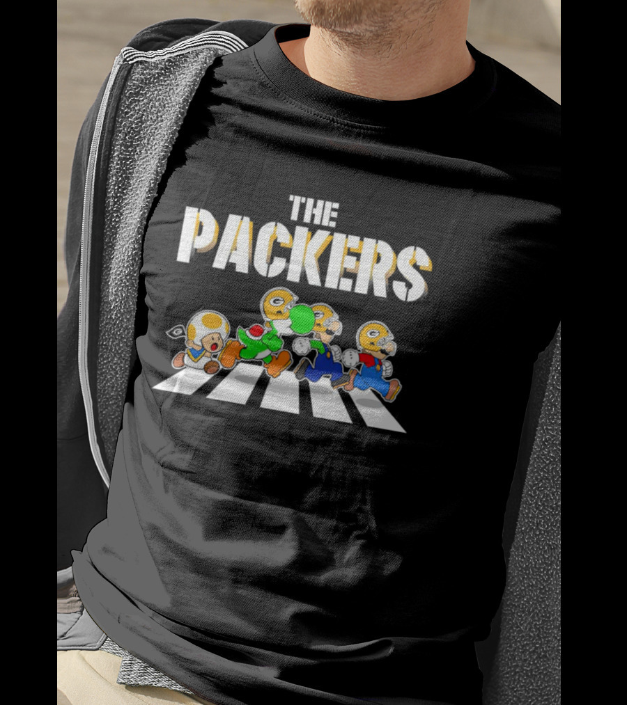 Super Mario Characters In The Packers Crossing T-Shirt