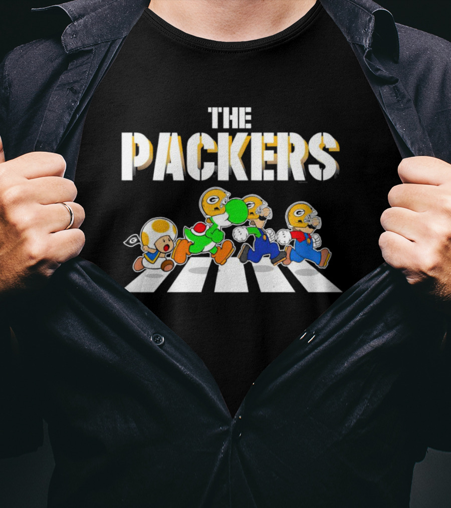 Super Mario Characters In The Packers Crossing T-Shirt