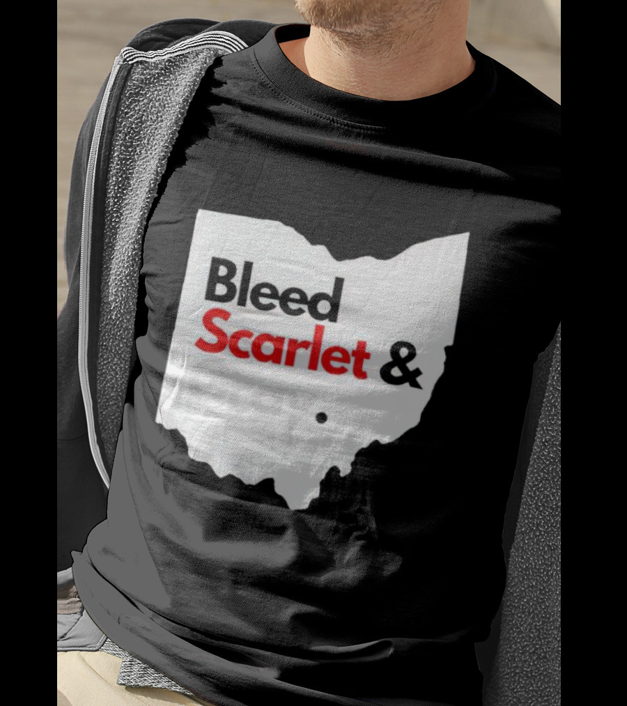 Ohio State Buckeyes Bleed Scarlet And Gray Map T-Shirt