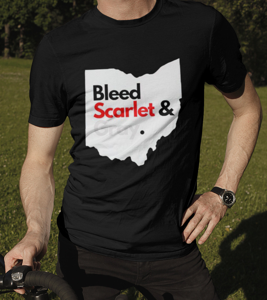 Ohio State Buckeyes Bleed Scarlet And Gray Map T-Shirt