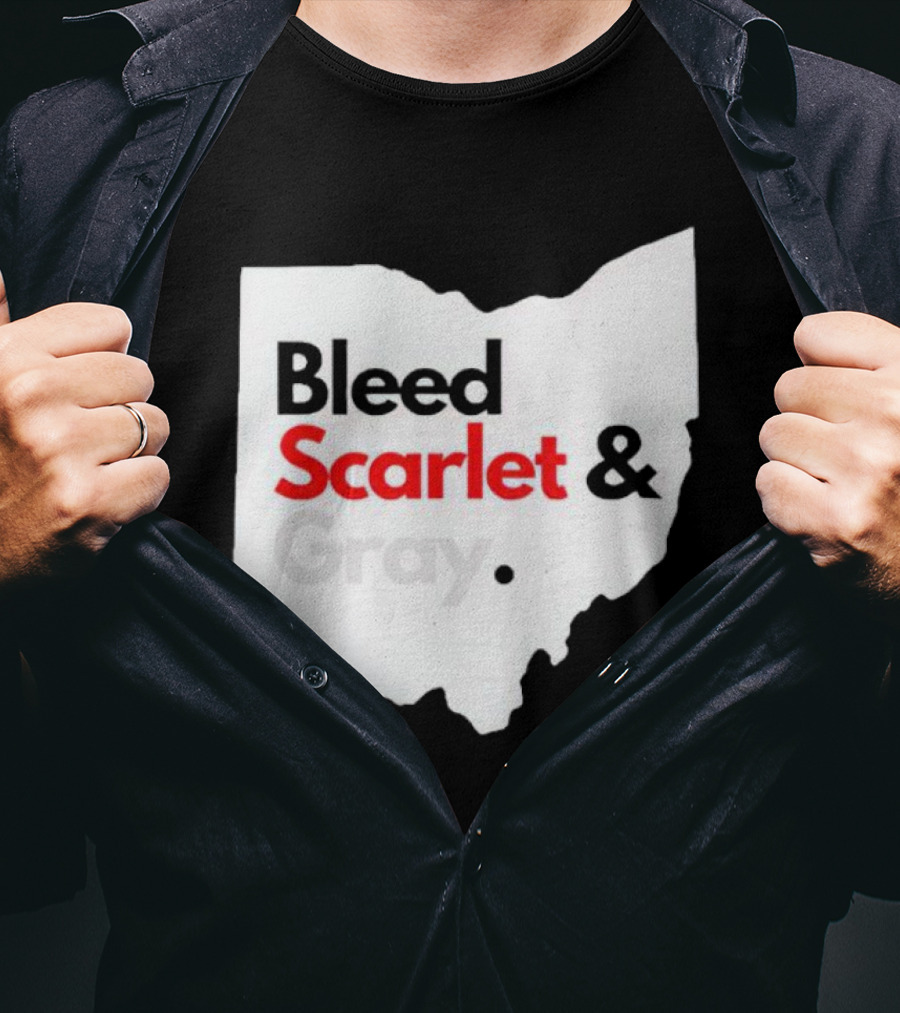 Ohio State Buckeyes Bleed Scarlet And Gray Map T-Shirt