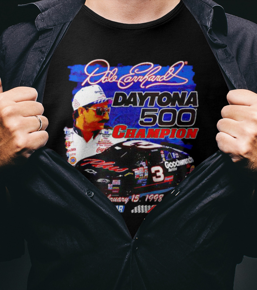 Dale Earnhardt Daytona 500 Champion February 15 1998 NASCAR RCR T-Shirt