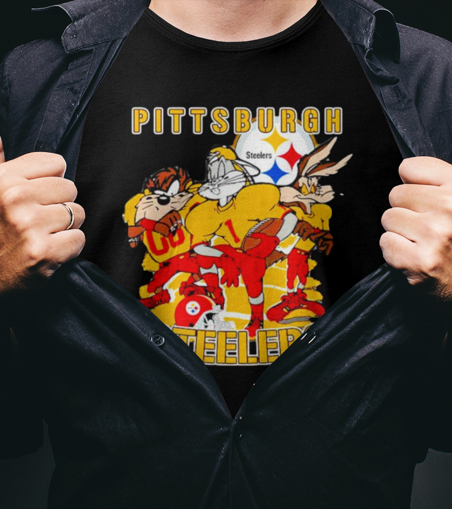 Pittsburgh Steelers Looney Tunes Bugs Taz Daffy Football Team T-Shirt