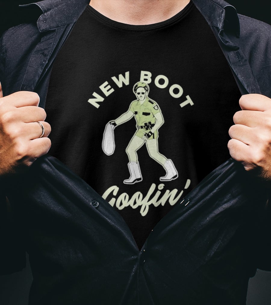 New Boot Goofin' Retro Inspired Law Enforcement Character In Sunglasses And White Boots T-Shirt