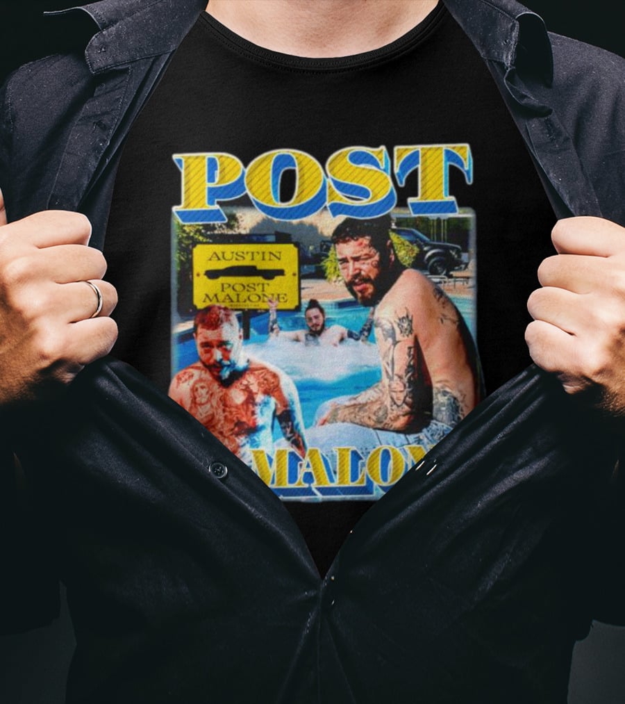 Post Malone Austin Vintage Pool Tattoo T-Shirt