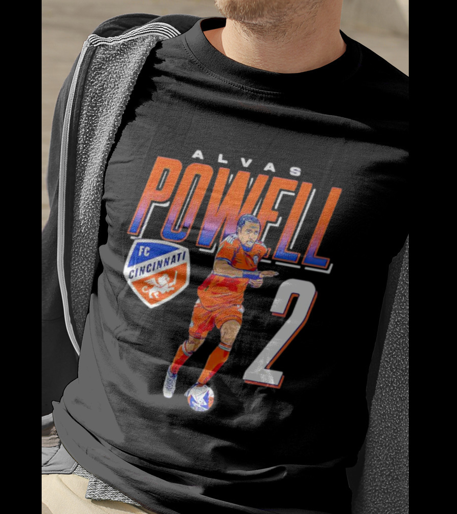 ALVAS POWELL FC Cincinnati Run Soccer Number 2 T-Shirt