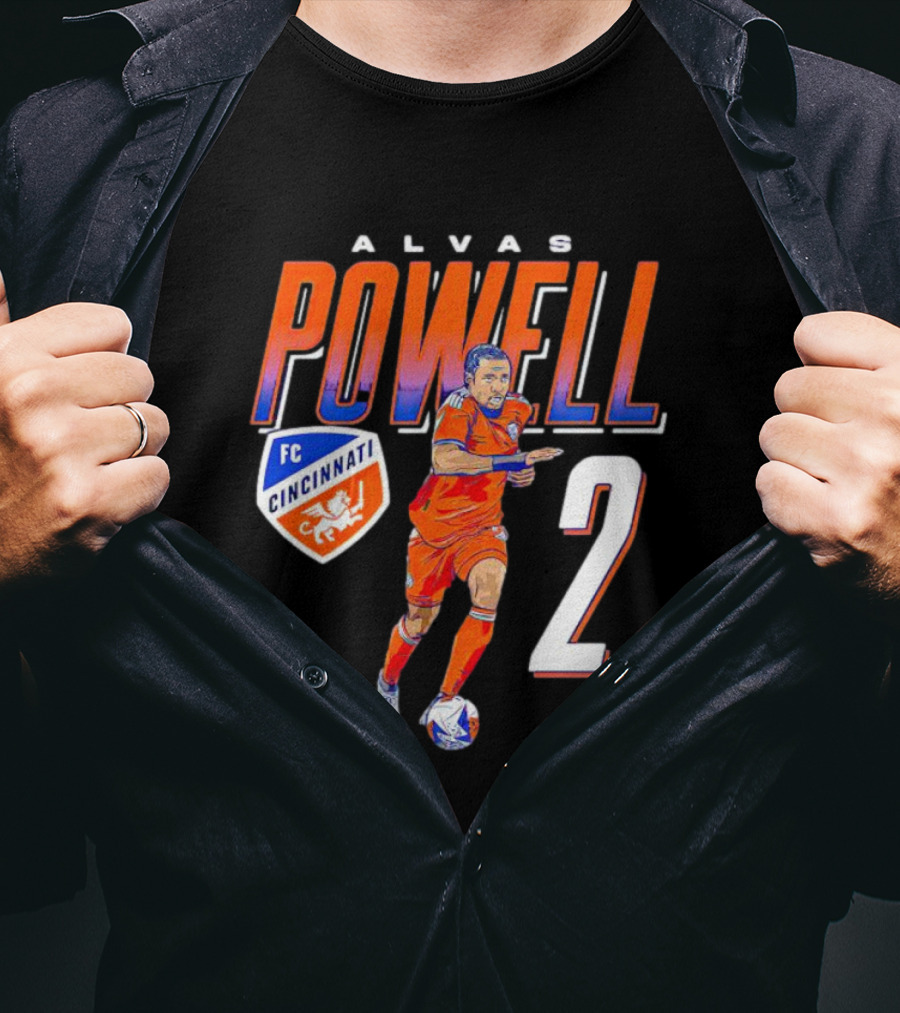 ALVAS POWELL FC Cincinnati Run Soccer Number 2 T-Shirt