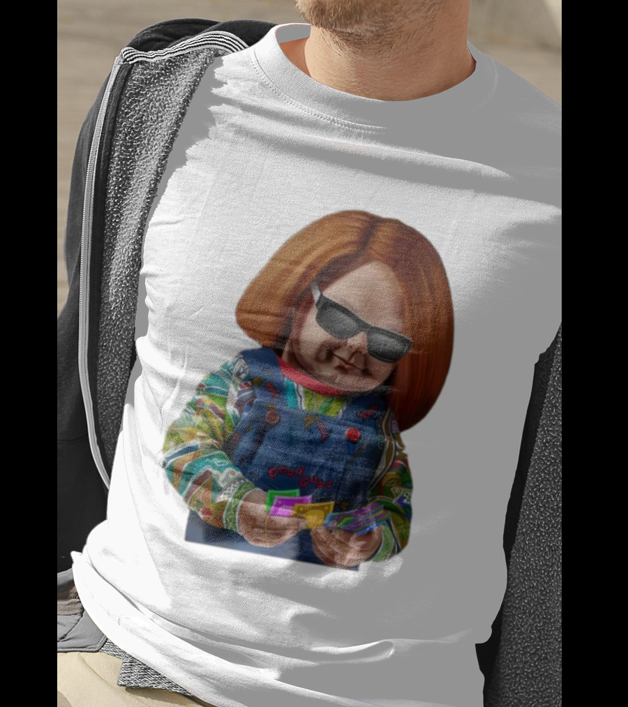 Chucky Good Guys Child’s Play Halloween Icon With Sunglasses And Cards T-Shirt
