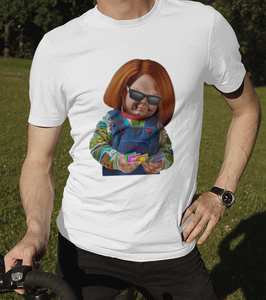 Chucky Good Guys Child’s Play Halloween Icon With Sunglasses And Cards T-Shirt