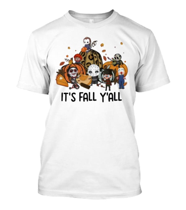 Horror Characters It's Fall Y'all Halloween T-Shirt