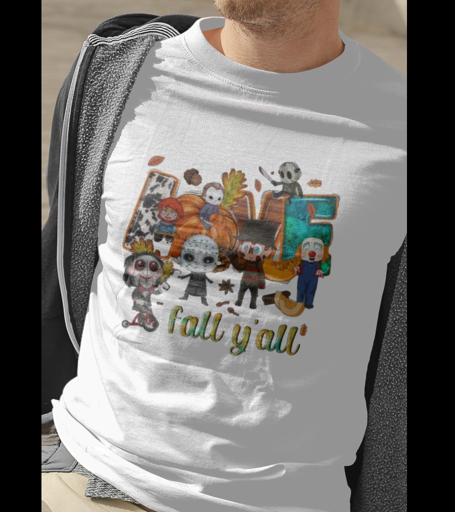 Love Fall Y’all Horror Characters Halloween T-Shirt