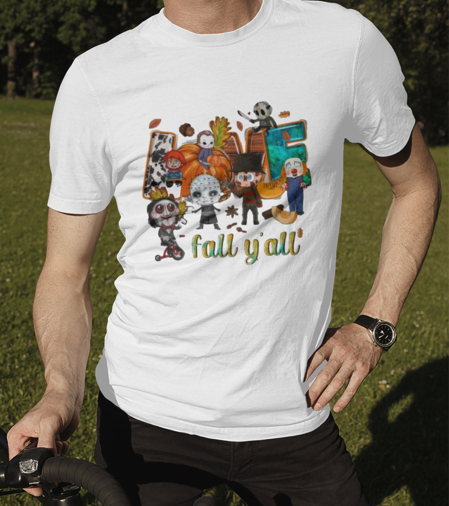 Love Fall Y’all Horror Characters Halloween T-Shirt
