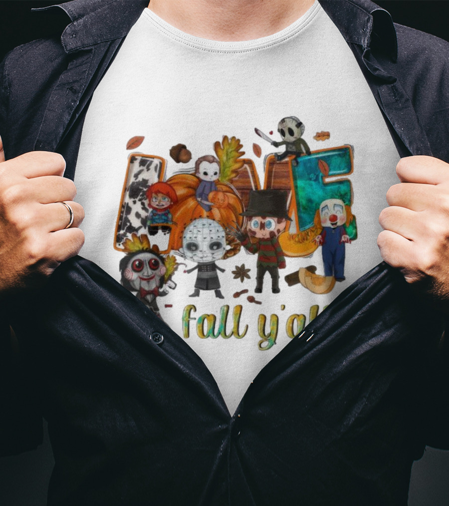 Love Fall Y’all Horror Characters Halloween T-Shirt