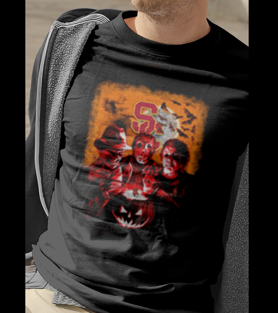USC Trojans Halloween Freddy Krueger Jason Voorhees Michael Myers Horror Movies T-Shirt