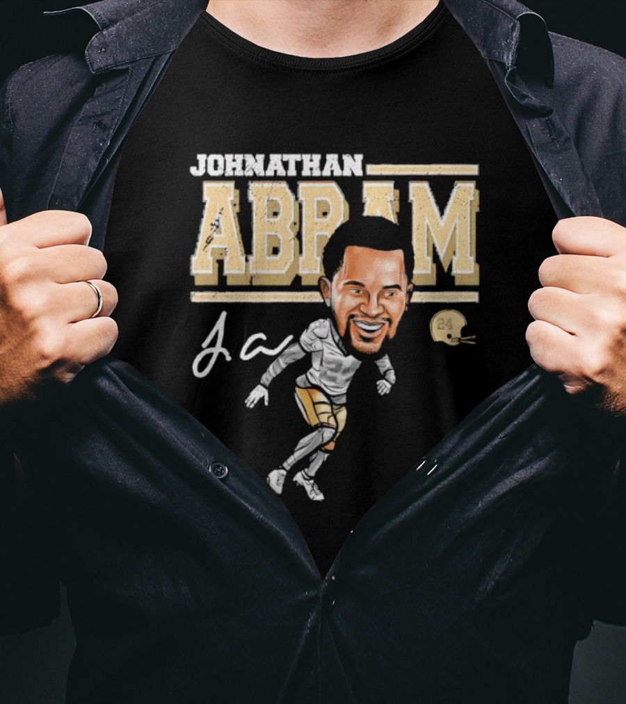 Johnathan Abram Caricature Ja Signature With Football Helmet 24 T-Shirt