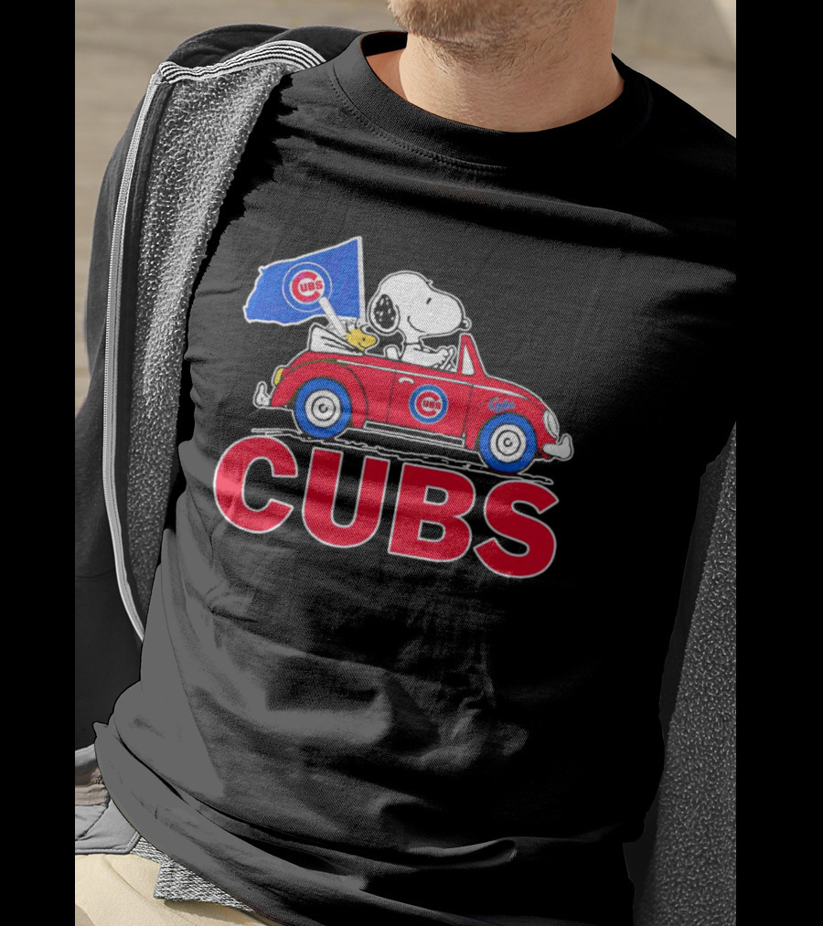 Snoopy Woodstock Chicago Cubs Car Adventure T-Shirt