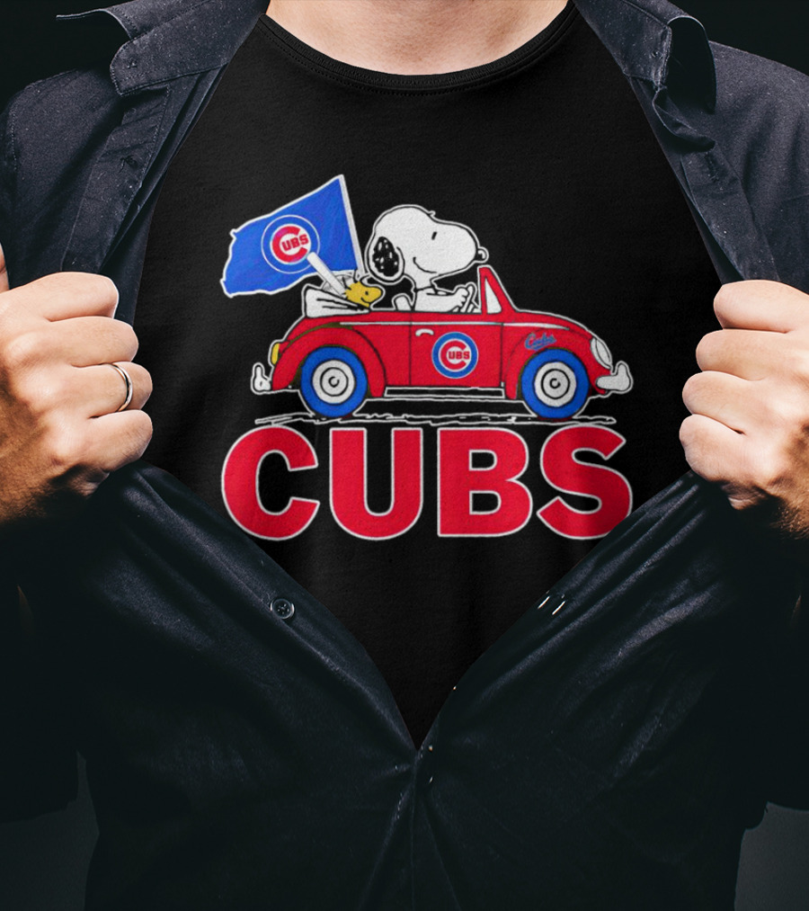 Snoopy Woodstock Chicago Cubs Car Adventure T-Shirt