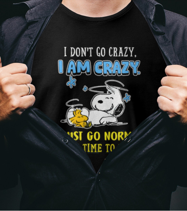Snoopy And Woodstock I Am Crazy I Just Go Normal From Time To Time T-Shirt