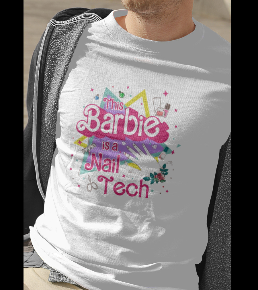 This Barbie Is A Nail Tech With Starburst And Nail Polish Icons T-Shirt