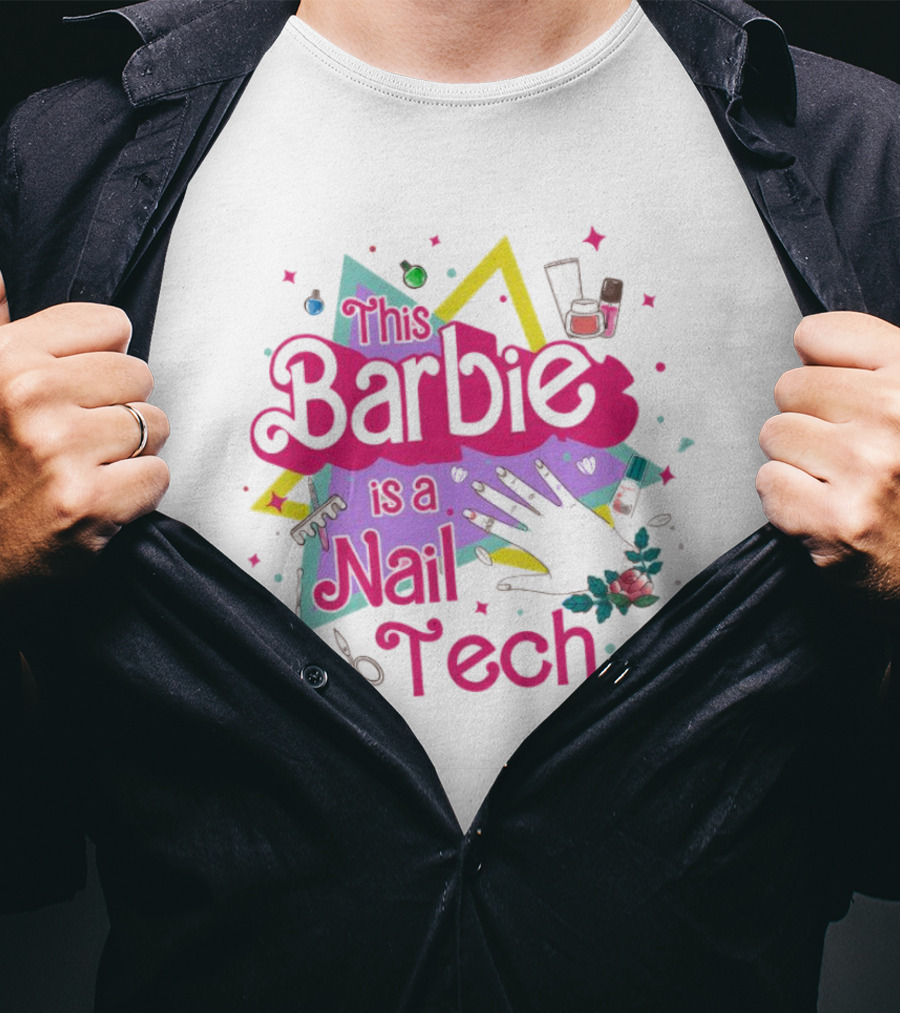 This Barbie Is A Nail Tech With Starburst And Nail Polish Icons T-Shirt