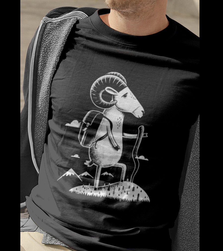 Bighorn Sheep Hiking Adventure In Mountain Wilderness T-Shirt