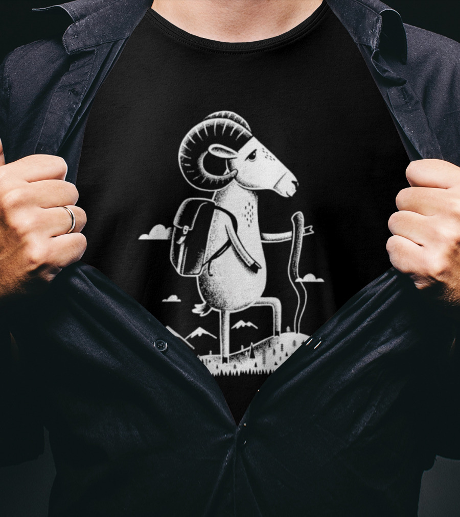 Bighorn Sheep Hiking Adventure In Mountain Wilderness T-Shirt